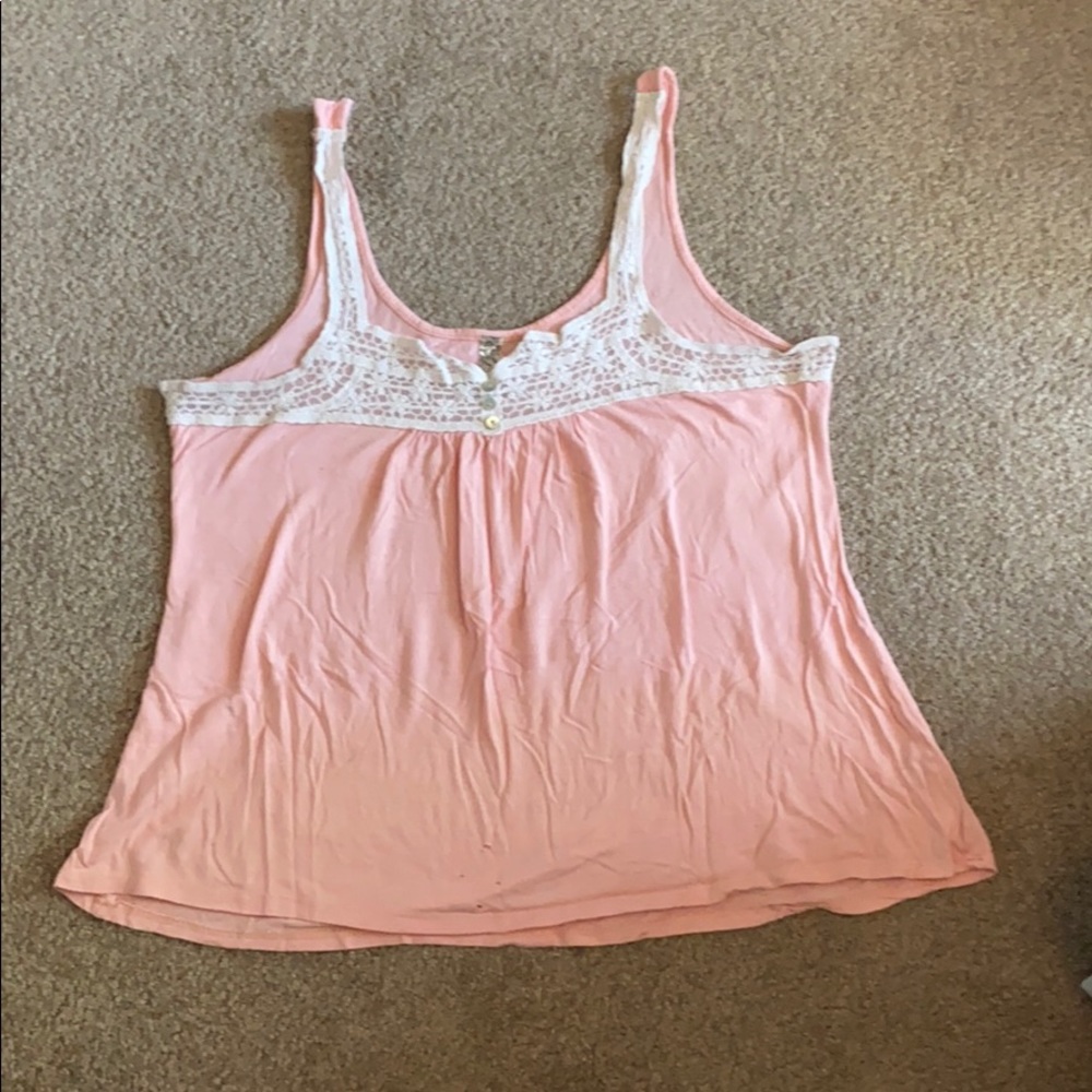 Pink and lace flowing tank top